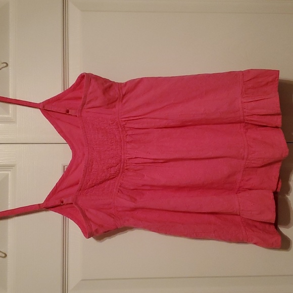 LEI Women's Pink Eyelet Shirred Waist Peplum Shiffy Cami Top Size XL - Picture 5 of 8